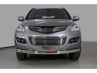 Защита передняя овальная 75х42 мм ТСС для Haval H5 2020-2021