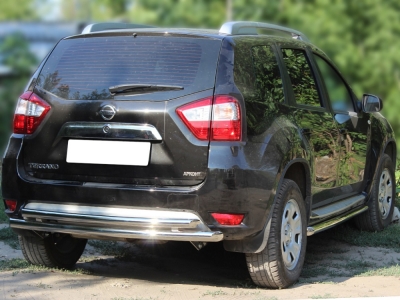 Защита заднего бампера двойная 60-53 мм для Nissan Terrano 2014-2021