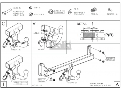 Фаркоп оцинкованный для BMW X3 F25 2010-2017, BMW X4 F26 2014-2018, кроме моделей с M-пакетом вертикальное быстросъемное крепление шара с ключом