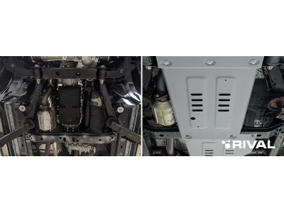 Защита КПП (алюминий) + комплект крепежа для BAIC BJ40 2023-н.в. (V - 2.0, АКПП, полный) 