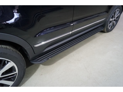 Пороги алюминиевые Slim Line Black 1720 мм ТСС для Changan CS55 2WD 1.5T 2017 – н.в. 