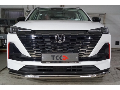 Защита передняя нижняя (с ДХО) 60,3 мм ТСС для Changan CS55 plus I Рестайлинг 2WD 1.5T 2021 – н.в.