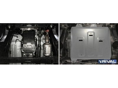 Защита КПП+ комплект крепежа, Rival, Алюминий для Changan Hunter Plus, V-2.0, АКПП, полный, 2023-н.в.