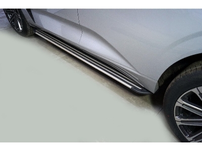 Пороги алюминиевые Slim Line Silver 1920 мм ТСС для Changan UNI-K 2020 – н.в.