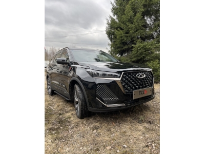Пороги алюминиевые "Slim Line Black" 1500 мм для Chery Tiggo 7 PRO MAX 4WD 2025-н.в.