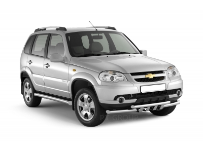 Защита порогов вогнутые d=76 мм (НПС) для Chevrolet Niva 2009-2020, Lada Niva 2020-2021