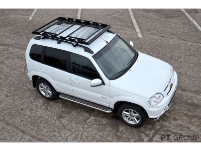 Защита порогов с алюм. площадкой d=51 мм (НПС) для Chevrolet Niva 2009-2020, Lada Niva 2020-н.в.