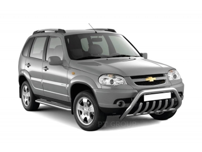 Защита порогов с алюм. площадкой d=51 мм (НПС) для Chevrolet Niva 2009-2020, Lada Niva 2020-н.в.