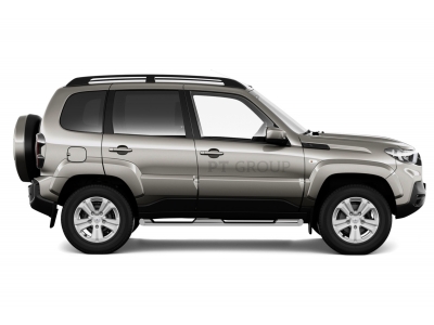 Защита порогов с накладками d=63 мм (НПС) для Lada Niva Travel 2021-, Chevrolet Niva 2009-2020, Lada Niva 2020-2021