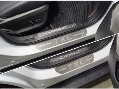 Накладки на пороги (лист шлифованный надпись TXL) 4шт ТСС для Exeed TXL 1.6L Turbo 4WD 2021 – н.в.