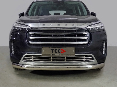 Защита передняя нижняя (овальная) 75х42 мм ТСС для Exeed VX 2.0L 4WD 2021 – н.в.