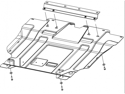 Защита картера двигателя, КПП (2 мм, сталь) для Forthing T5 2024-н.в. (V = 1.5T AT FrontWD)