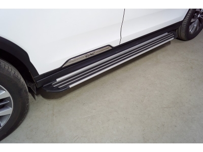 Пороги алюминиевые "Slim Line Silver" 1820 мм ТСС для GAC GS8 2019-2021
