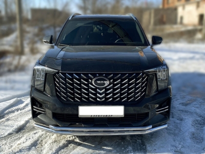 Защита переднего бампера с подгибами двойная d-60+43 Технотек для GAC GS8 II Рестайлинг 2021 – н.в.