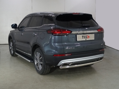 Защита задняя центральная 60,3 мм ТСС для Geely Atlas PRO 1.5L 4WD 2021 – н.в.