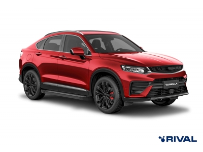 Порог-площадка "Black" F180ALB + комплект крепежа для Geely Tugella 2020-н.в.