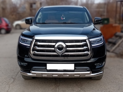 Защита переднего бампера d-76+60 с перемычками для Great Wall Poer 2019-н.в.
