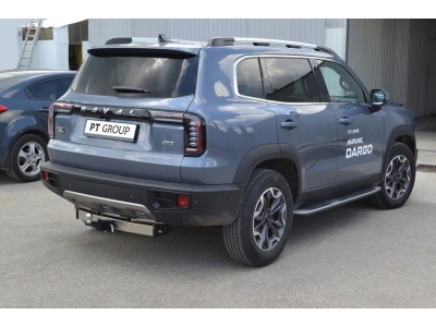 Фаркоп с нержавеющей накладкой для Haval Dargo 2022-н.в. съемное крепление шара под американский квадрат