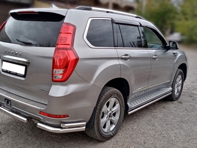 Защита заднего  бампера  "уголки" d-60+43 Технотек для Haval H9 2017 – н.в.