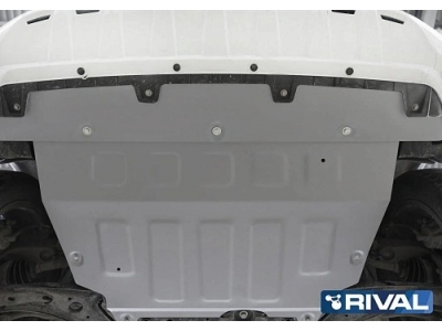 Защита картера+КПП+ комплект крепежа Rival, Алюминий для Haval Jolion 2021-н.в.,1.5Т, МКПП, робот, 2WD, 4WD; увеличенная