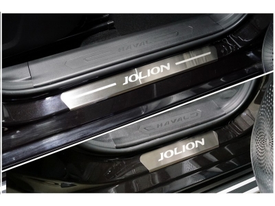 Накладки на пороги (лист шлифованный надпись Jolion) 4шт ТСС для Haval Jolion 1.5 2021 – н.в.