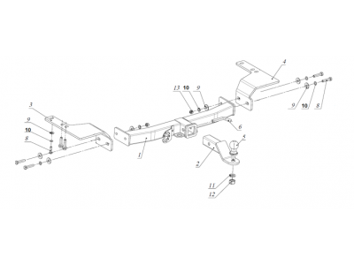 Фаркоп с хромированной накладкой для Haval H6 2014-2020, Haval M6 2023-н.в. съемное крепление шара под американский квадрат
