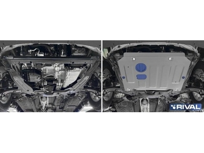 Защита картера + комплект крепежа, Rival, Алюминий, Haval M6,  V-1.5, Робот, передний, 2023-н.в.