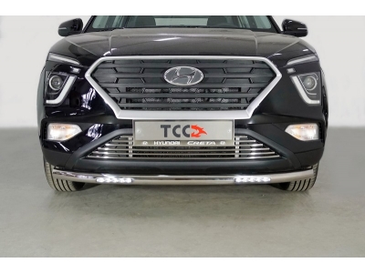 Защита передняя нижняя (с ДХО) 60,3 мм ТСС для Hyundai Creta II 2021 – н.в.