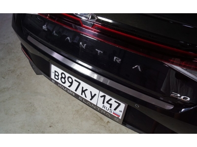 Накладка на задний бампер (лист шлифованный) ТСС для Hyundai Elantra 2020 - 2023