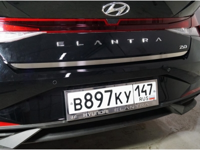 Накладка на крышку багажника (лист шлифованный) ТСС для Hyundai Elantra 2020 - 2023