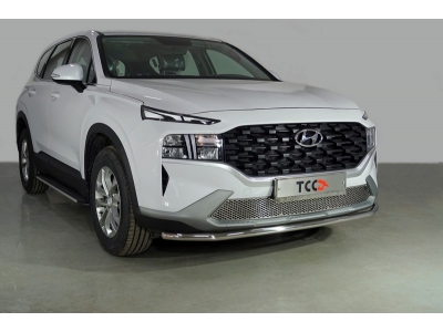 Защита передняя нижняя 42,4 мм ТСС для Hyundai Santa Fe IV Рестайлинг 2020 – 2023