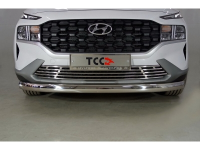 Защита передняя нижняя (овальная) 75х42 мм ТСС для Hyundai Santa Fe IV Рестайлинг 2020 – 2023