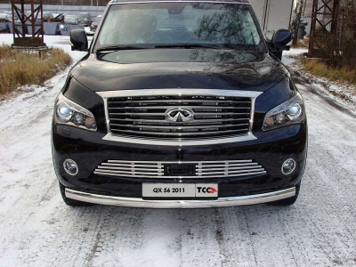 Защита передняя овальная 75х42 мм ТСС для Infiniti QX56 2010-2013