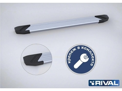 Порог-площадка "Silver" F180AL Rival + комплект крепежа для JAC S7 2020-н.в. 