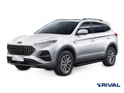Пороги на автомобиль "Black" Rival для JAC S7 (Джак С7) 2020-н.в., 180 см, 2 шт., алюминий