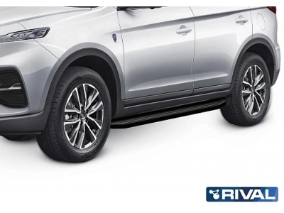Порог-площадка "Premium-Black" A180ALB Rival + комплект крепежа для JAC S7 2020-н.в. 