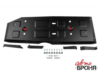 Защита топливного бака (сталь) + комплект крепежа для JAC T9 2024-н.в. (V - 2.0; АКПП, полный)