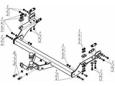 Фаркоп с оцинк. шаром для JAC T9 2024-н.в. фланцевое крепление шара