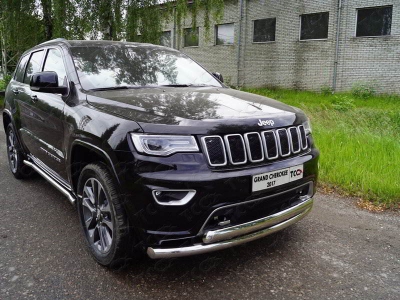 Защита передняя нижняя (двойная) 76,1/75 мм ТСС для Jeep Grand Cherokee IV Рестайлинг 2013 – 2022