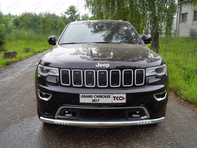 Защита передняя нижняя (с ДХО) 76,1 мм ТСС для Jeep Grand Cherokee IV Рестайлинг 2013 – 2022
