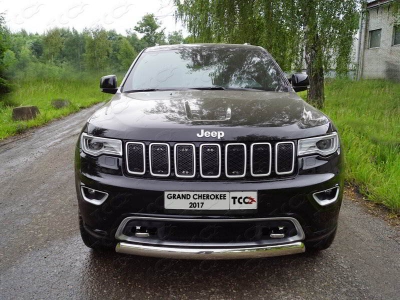 Защита передняя (овальная короткая) 75х42 мм ТСС для Jeep Grand Cherokee IV Рестайлинг 2013 – 2022