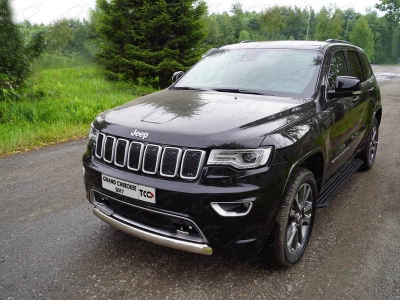 Защита передняя (овальная короткая) 75х42 мм ТСС для Jeep Grand Cherokee IV Рестайлинг 2013 – 2022