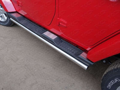Накладки на пластиковые пороги шлифованные (комплект 4 шт.) ТСС для Jeep Wrangler 3D 2010-2018