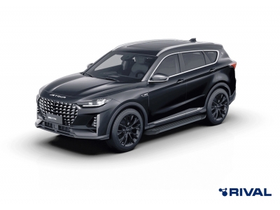 Пороги на автомобиль "Black" Rival для Jetour X70 Plus, 2023-н.в., 180 см, 2 шт., алюминий