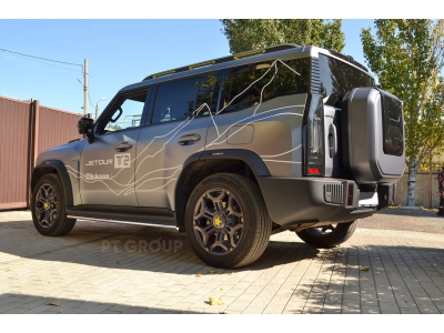 Защита порогов с окантовкой d=36 мм (НПС) для Jetour T2 2023-н.в.