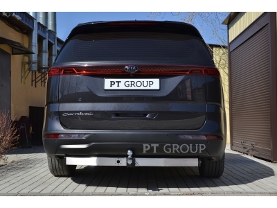 Фаркоп с нержавеющей накладкой для Kia Carnival 2020-н.в. съемное крепление шара под американский квадрат