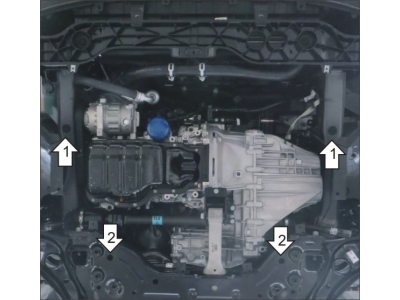 Защита картера двигателя, КПП (1,5 мм, сталь) для Kia Sportage 2016-2018, 2018-2022, Hyundai Tucson 2015-2018, 2018-2021