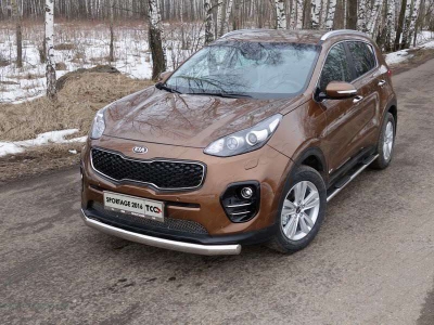 Защита передняя овальная 75х42 мм ТСС для Kia Sportage 2016-2018