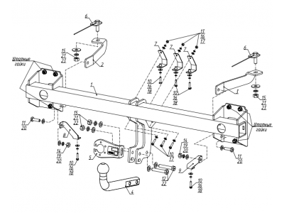 Фаркоп для Geely Tugella 2020-2024, KnewStar 001 2024-н.в. крепление шара на двух болтах