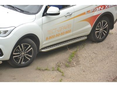 Защита порогов с алюм. площадкой d=51 мм (НПС) для Lifan X60 2012-2021
